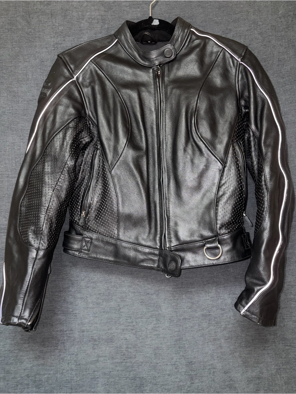 Harley-Davidson Black Women's Leather Riding Jacket with Reflective Piping